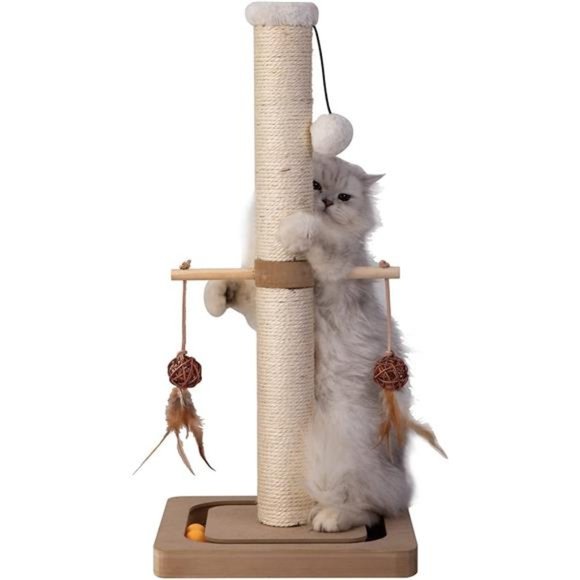 Cat Scratching Post Premium Sisal Toll Scratch Post withTracking Interactive Toy - Picture 6 of 7